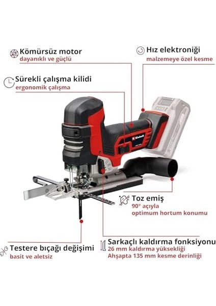 Professional Akülü Dekupaj Testeresi Tp-Jst 18/135 Li Bl Power X- (18V, 135 mm Ahşap Kesme Derinliği, 26 mm Kaldırma Yüksekliği, Kömürsüz, T Tipi Tutamak, 3x Testere Bıçağı) modelleri
