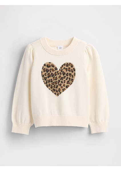 Kız Bebek Kırık Beyaz Puff-Sleeve Kazak