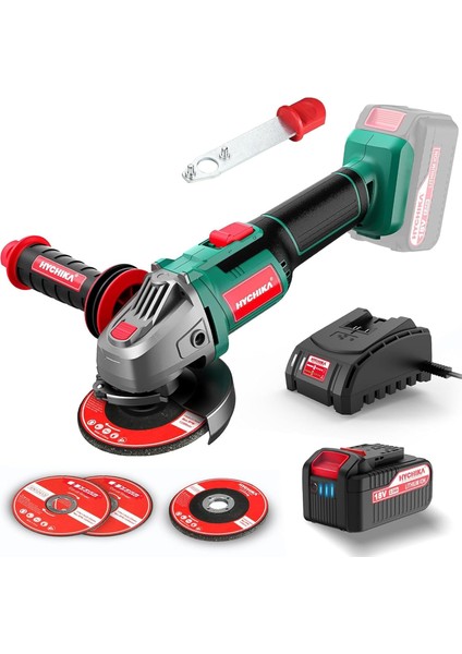 Akülü Açılı Taşlama Makinesi 18 V, Disk Çapı 115 Mm, Rölanti Devri: 8500 Dev/dak, Kesme Diski Akülü Açılı Taşlama Makinesi, Kesme ve Taşlama Için, Kilitleme Şalteri