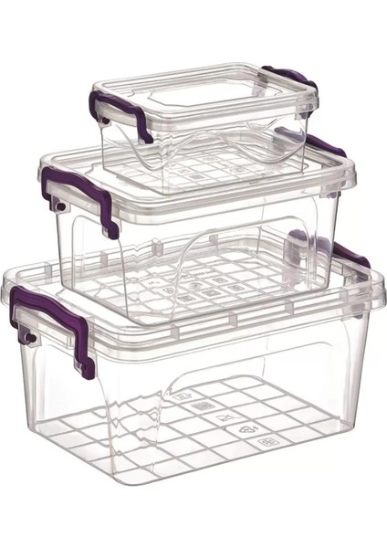 3'lü Mini Dikdörtgen Saklama Kabı ROYALEKS-ÇNK2075