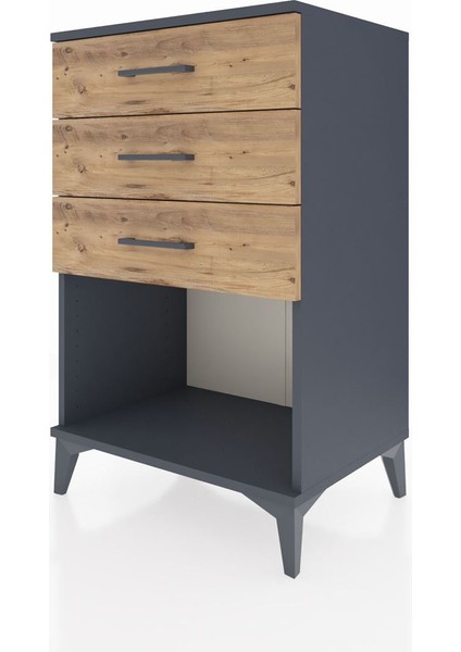 Hyperion Komodin 3 Çekmeceli 60X44X96 Antrasit-Çam modelleri