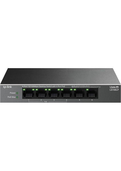 Tp-Lınk LS106LP 4 Port 10/100 + 2 Port RJ45 Uplınk 41W 250 Metre Poe Mesafe Metal Kasa Swıtch fiyatları