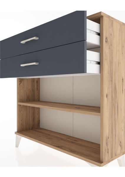 Arges Şifonyer Tek Raflı 2 Çekmeceli 88X30X96 Çam-Antrasit indirimleri