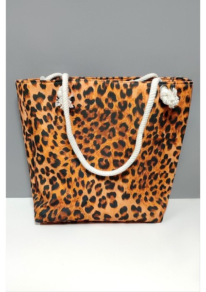 Leopar Desenli Plaj Çantası