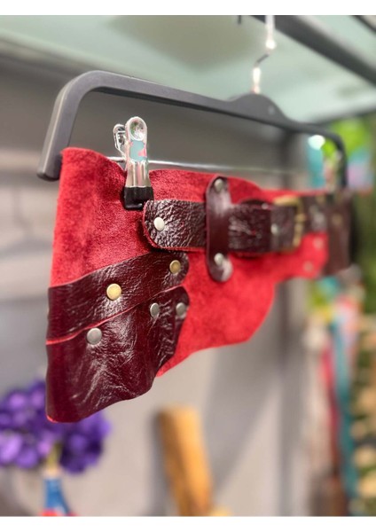 Rosaline Deri Kemer | El Yapımı Bordo Bohem Tasarım fiyatları