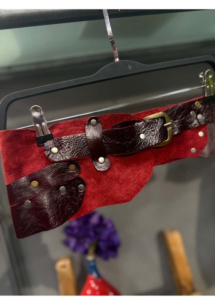 Rosaline Deri Kemer | El Yapımı Bordo Bohem Tasarım fırsatları