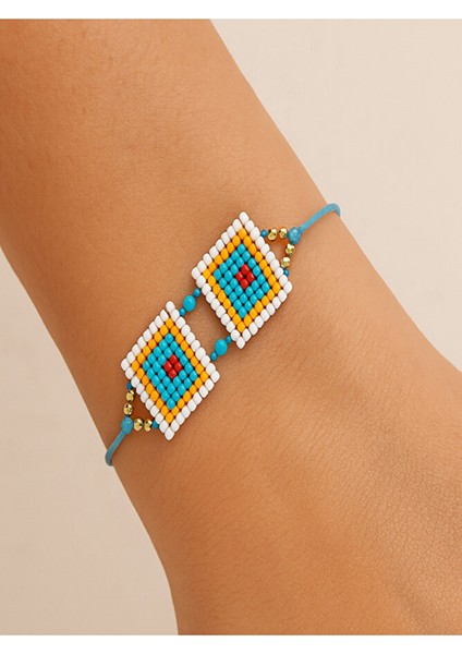 Renkli Kare Desenli Miyuki Boncuklu Bileklik fiyatları