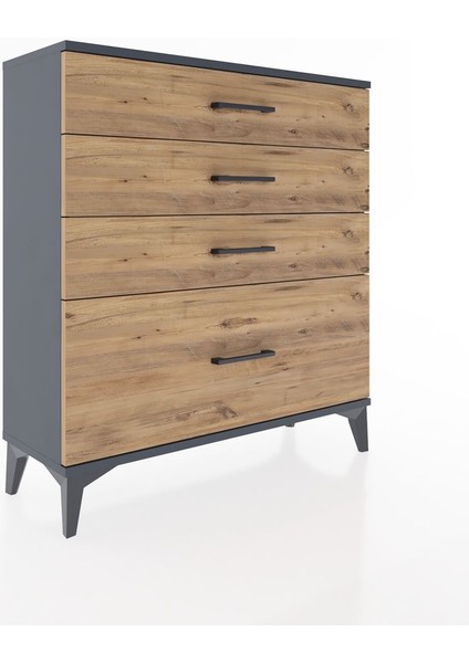 Arges Şifonyer 4 Çekmeceli 88X30X96 Antrasit-Çam fiyatları