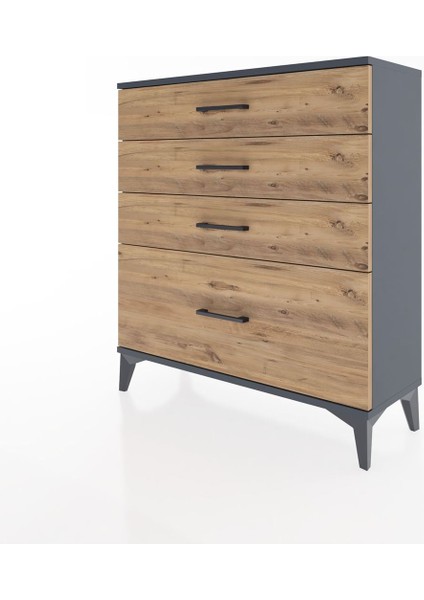 Arges Şifonyer 4 Çekmeceli 88X30X96 Antrasit-Çam modelleri