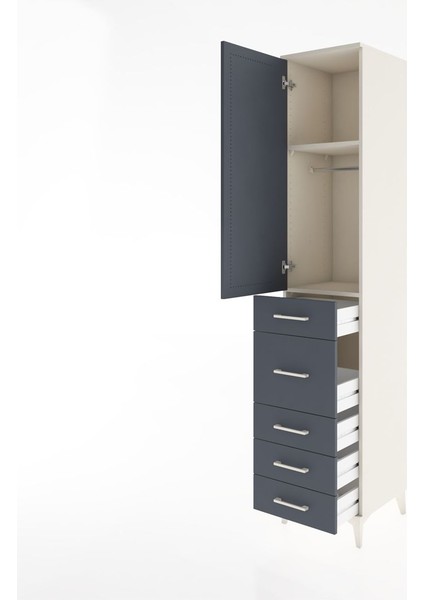 Hyperion Dolap 2 Raflı 5 Çekmeceli Tek Askılı 44X44X221 Aytaşı-Antrasit fırsatları