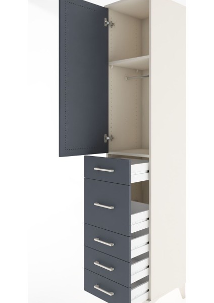 Hyperion Dolap 2 Raflı 5 Çekmeceli Tek Askılı 44X44X221 Aytaşı-Antrasit indirimleri