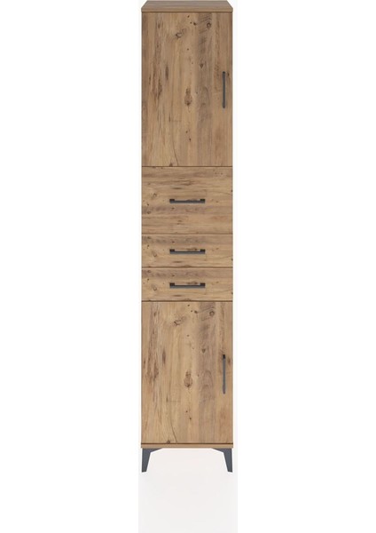 Hyperion Dolap 3 Raflı 3 Çekmeceli 2 Kapaklı 44X44X221 Çam-Çam