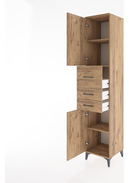 Hyperion Dolap 3 Raflı 3 Çekmeceli 2 Kapaklı 44X44X221 Çam-Çam fırsatları