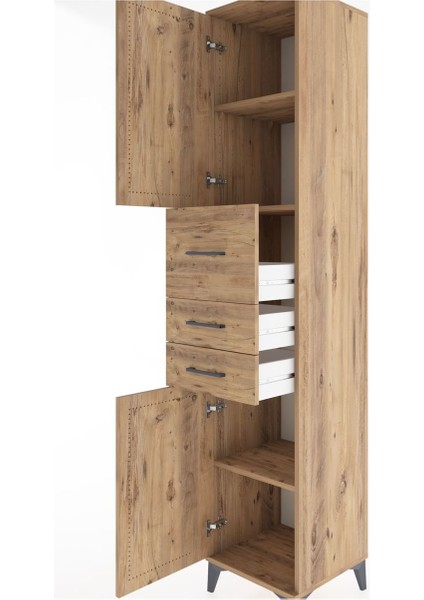 Hyperion Dolap 3 Raflı 3 Çekmeceli 2 Kapaklı 44X44X221 Çam-Çam indirimleri