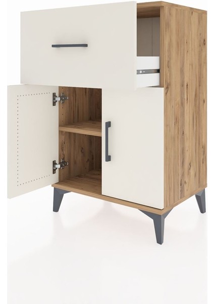 Hyperion Komodin Tek Raflı Tek Çekmeceli 2 Kapaklı 60X44X96 Çam-Aytaşı fırsatları