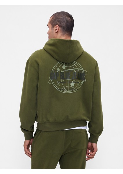 Erkek Yeşil Vintagesoft Gap Logo Fermuarlı Sweatshirt