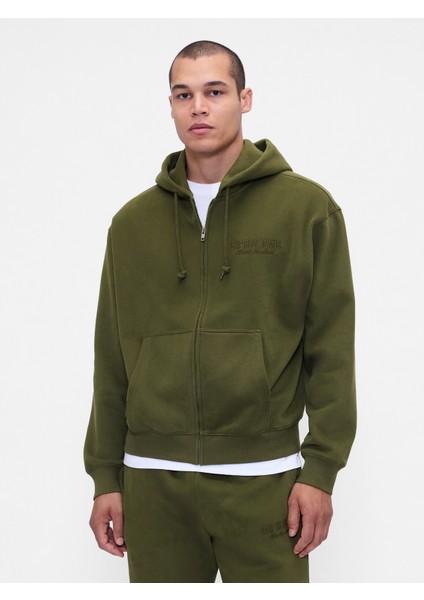 Erkek Yeşil Vintagesoft Gap Logo Fermuarlı Sweatshirt fırsatları