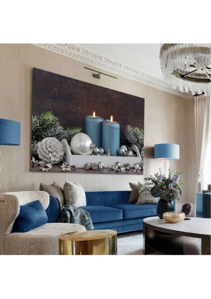 Kanvas Tablo Mavi Mum Stili Dekoratif Kanvas Tablo 70 x 100