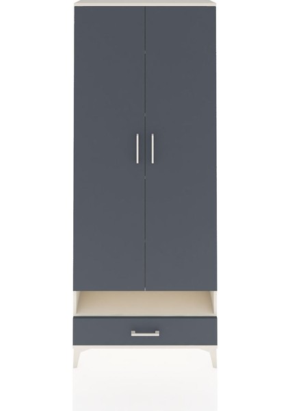 Arges Dolap 6 Raflı Tek Çekmeceli 2 Kapaklı 88X30X221 Aytaşı-Antrasit