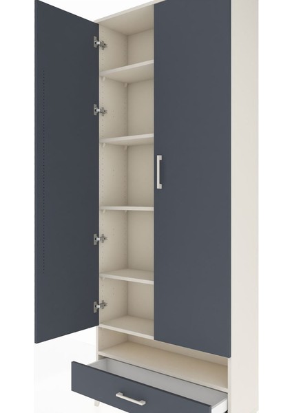 Arges Dolap 6 Raflı Tek Çekmeceli 2 Kapaklı 88X30X221 Aytaşı-Antrasit indirimleri