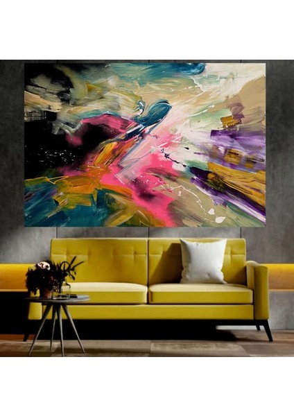 Sürreal Renkli Sanatsal Dekoratif Duvar Tablosu (70X100 Cm)