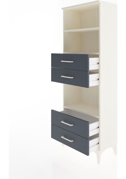 Arges Dolap 3 Raflı 4 Çekmeceli 60X30X163 Aytaşı-Antrasit fırsatları