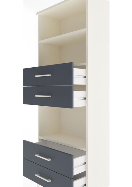 Arges Dolap 3 Raflı 4 Çekmeceli 60X30X163 Aytaşı-Antrasit indirimleri