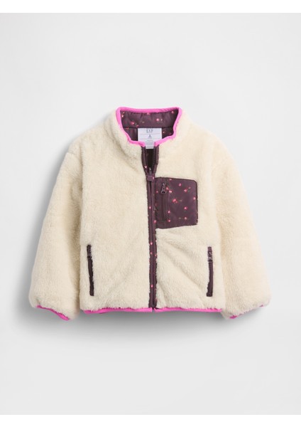 Kız Bebek Kırık Beyaz Lightweight Sherpa Reversible Mont