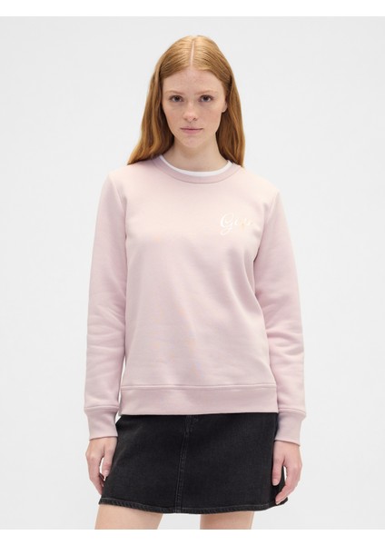 Kadın Pembe Relaxed Gap Logo Sweatshirt