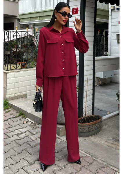Dökümlü Klasik Takım -Bordo