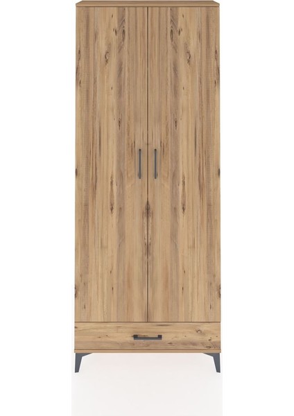 Arges Dolap 5 Raflı Tek Çekmeceli 2 Kapaklı 88X30X221 Çam-Çam