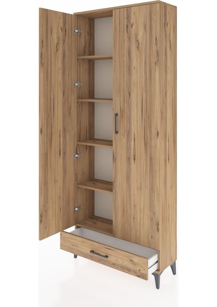 Arges Dolap 5 Raflı Tek Çekmeceli 2 Kapaklı 88X30X221 Çam-Çam fırsatları