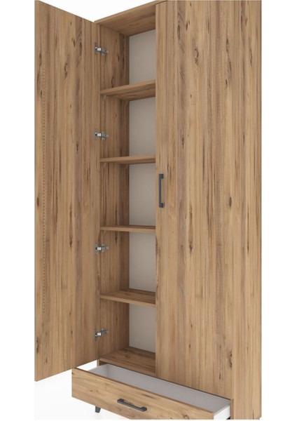Arges Dolap 5 Raflı Tek Çekmeceli 2 Kapaklı 88X30X221 Çam-Çam indirimleri