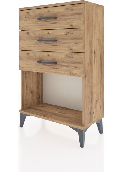 Arges Komodin 3 Çekmeceli 60X30X96 Çam-Çam modelleri