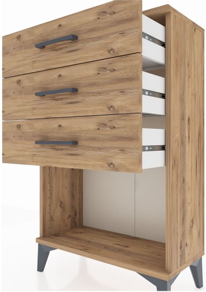 Arges Komodin 3 Çekmeceli 60X30X96 Çam-Çam indirimleri
