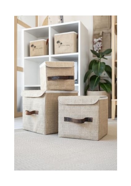 Bee Jüt Dolap Içi Organizer Takı, Makyaj,, Ofis Düzenleyici Kapaklı Saklama Kutusu 25X25X25 cm fiyatları