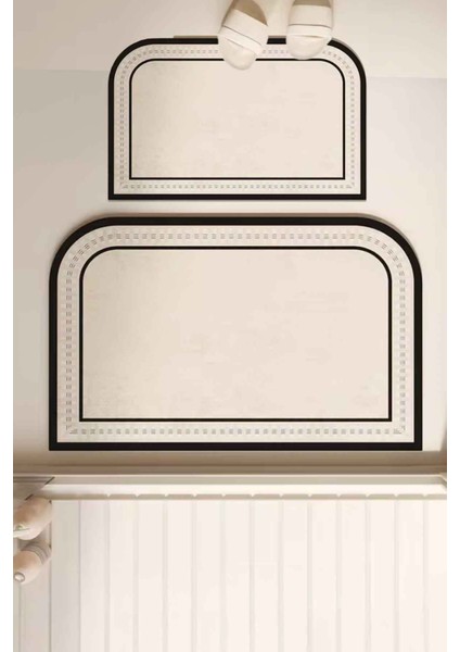 Yıkanabilir Kaymaz Ikili Modern Banyo Paspası Seti 40X60 ve 60X90 cm