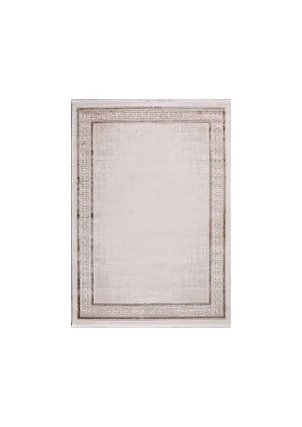 Arlena Çerçeveli Krem-Kahverengi Çizgili Akrilik Makine Halısı