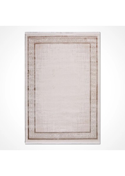 Arlena Çerçeveli Krem-Kahverengi Çizgili Akrilik Makine Halısı fiyatları