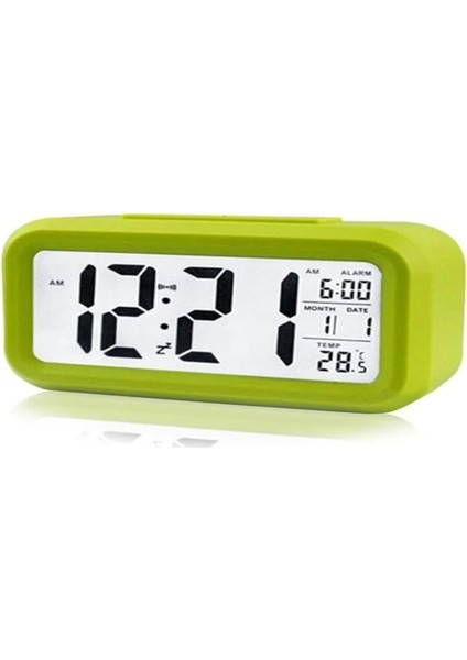 Akıllı Masa Saati Alarmlı Karanlık Sensörlü Fotoselli - Yeşil