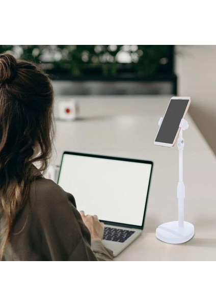 Masa Üstü Tablet ve Telefon Tutucu Plastik Aparat Beyaz Telefon Standı (4172) fırsatları