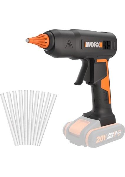 WX045.9 20VOLT 11MM Profesyonel Mum Silikon Tabancası + 10 Silikon (Akü Dahil Değildir)