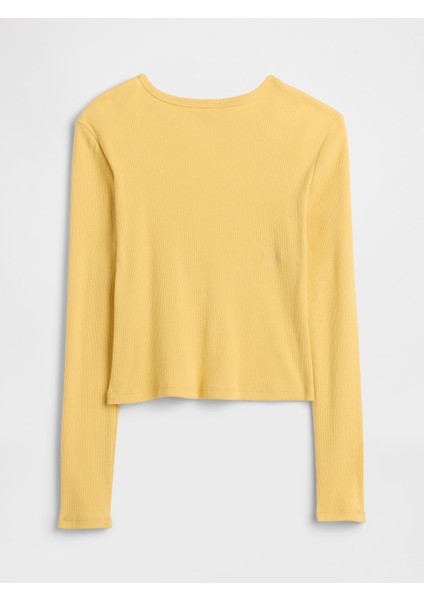 Kız Çocuk Sarı Fitilli Pointelle T-Shirt modelleri