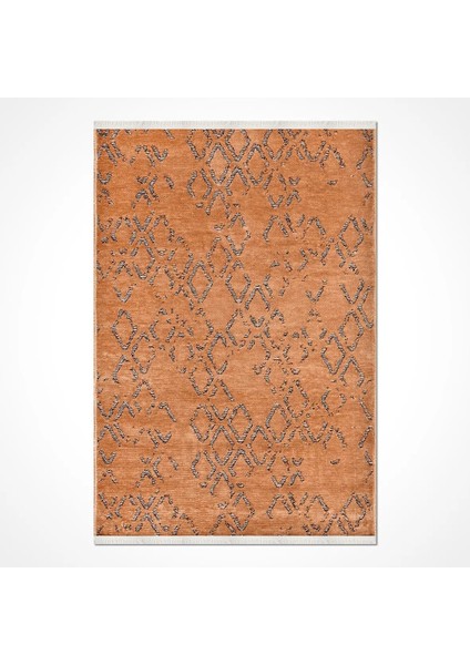 Bovino Geometrik Kahve Pamuk ve Polyester Kaydırmaz Taban Makine Halısı fiyatları