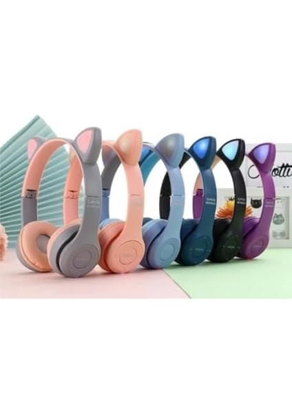 Kedi Kulaklı Renkli Hd Ses Kaliteli Dahili Mikrofonlu Hafıza Kart Girişli 5.0 Wireless 6 Ayrı Renk Kulaklık (Toz Pembe) fiyatları
