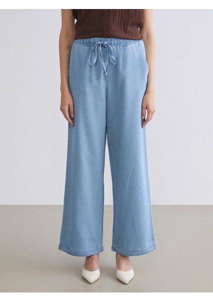 Yeni Sezon Beli Lastikli Wideleg Kadın Jean Pantolon modelleri