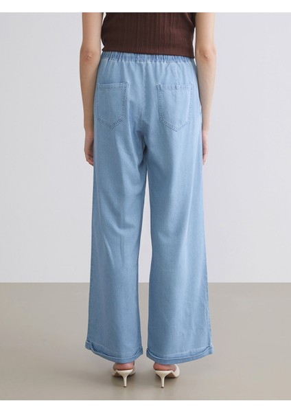 Yeni Sezon Beli Lastikli Wideleg Kadın Jean Pantolon indirimleri
