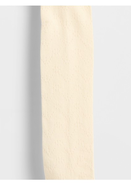 Bebek Kırık Beyaz Pointelle Bear Baskılı Külotlu Çorap fiyatları