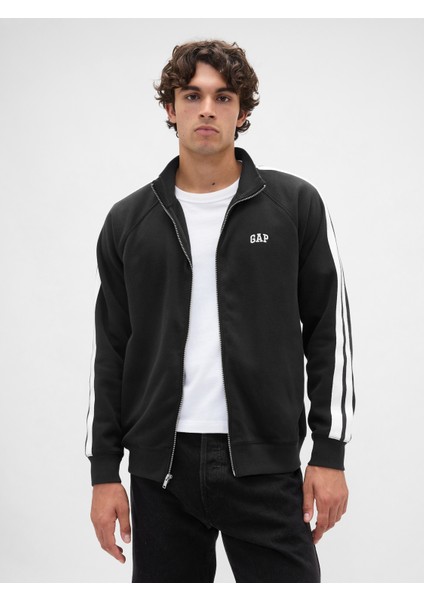 Erkek Siyah Vintagesoft Tam Fermuarlı Track Ceket