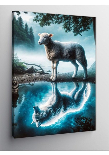 Kanvas Tablo Yansıyan Koyun ve Kurt 50 x 70 CNVSDKEY-122470-50-70